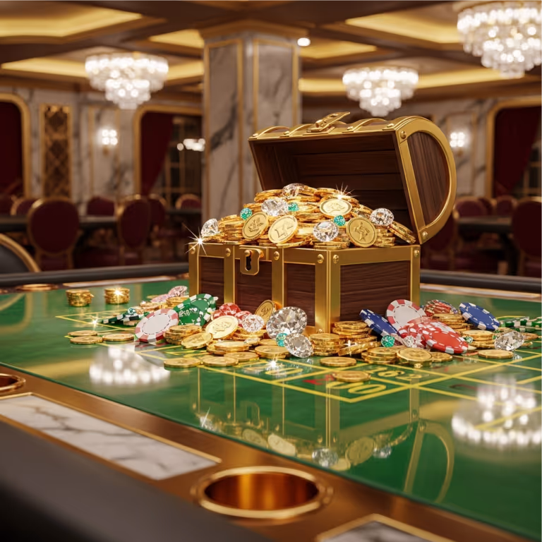 ainbet Casino image featuring a leather wallet surrounded by gold coins.